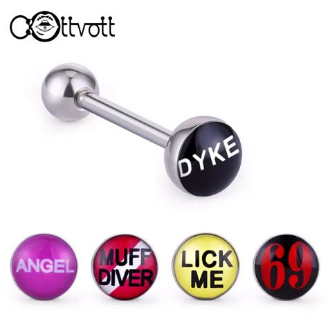 5pcs lot sexy words steel piercings tongue rings bars 14g hypoallergenic tongue piercing barbell