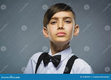 Closeup Defiant Boy With Worried Stressed Face Expression Stock Image
