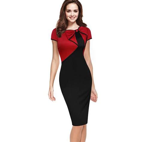 2016 Work Dress Summer Elegant Formal Office Dress For Women Bowknot