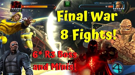 Final War 8 Fights 6 R3 Boss And Minis Season 21 War 12 Marvel Contest Of Champions Youtube