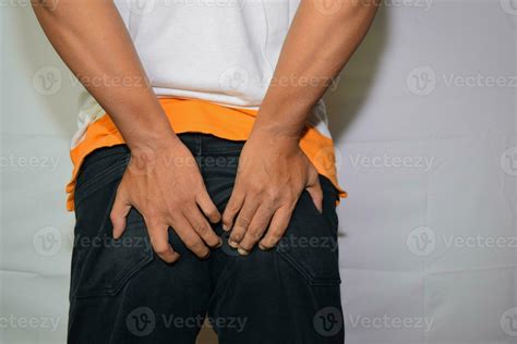 Close Up Asian Man Shows He Had Hemorrhoid Symptoms Rectal Cancer