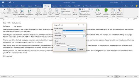 Mail Merge With Outlook Word And Excel By Chris Menard การเขียน