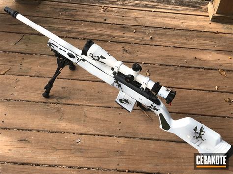 Remington 308 Rifle Coated With Snow White Sniper Grey And Od Green