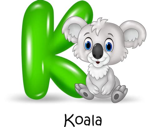 Alphabet K With Koala Premium Vector