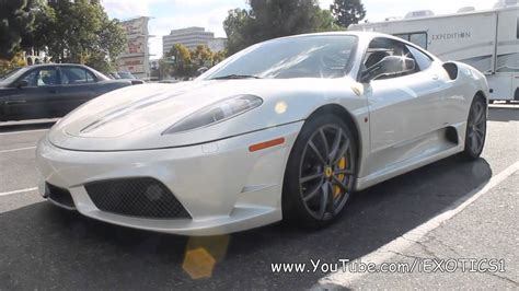 White Ferrari 430 Scuderia In Detail Startup Loud Revving Youtube