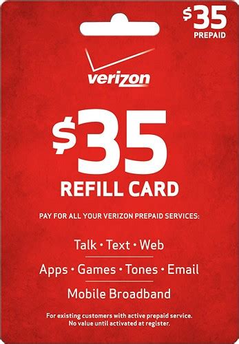 Or log in if you've already set up an account on the app. Verizon Wireless Prepaid $35 TopUp Card Red VERIZON 35 CARD - Best Buy