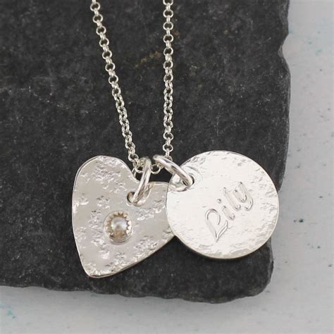 Sterling Silver Name With Birthstones Necklace By Lucy