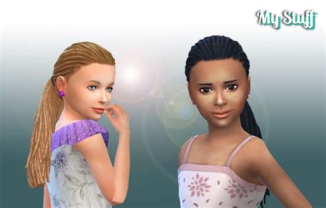 Mystufforigin Braid Tied Hair For Girls Sims 4 Hairs Girls Braids