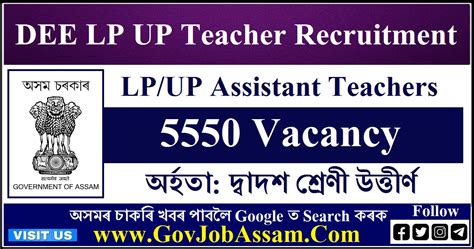 Dee Lp Up Teacher Recruitment Assistant Teacher Vacancy