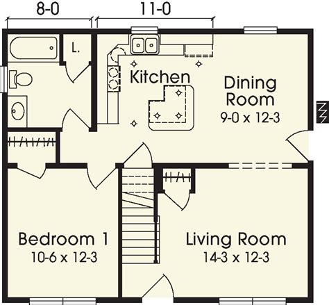 Cape Cottage A | 767 Square Foot Cape Floor Plan
