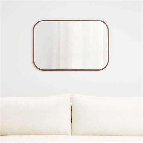 24 walnut round barrel decorative wall mirror with shelf brown. Edge Walnut Rounded Rectangle Mirror + Reviews | Crate and Barrel