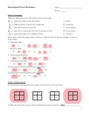 Mendelian genetics • complete prelab assignment before coming to monohybrid cross sample problem #3 a mouse with black fur was crossed with a mouse with brown fur to produce the f 1 generation, below. Worksheet_Mendelian_Genetics_Practice_Key (1).pdf ...