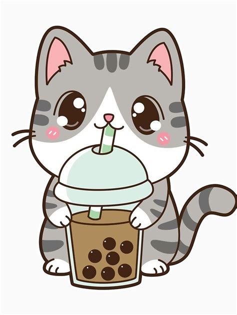 A Cartoon Cat Holding A Drink With A Straw In Its Mouth