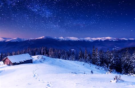 Seasons Winter Mountains Scenery Snow Fir Nature