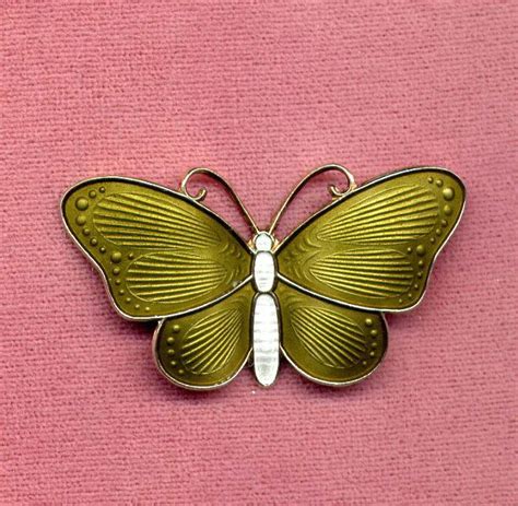 Green And White Norway Sterling Enamel Butterfly Pin Butterfly Pin