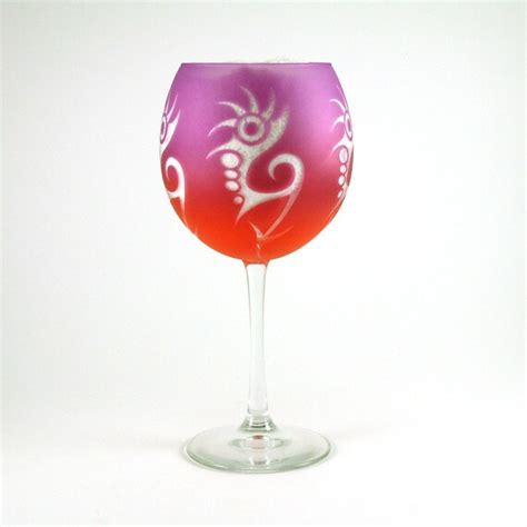 Spiked Arrows Wine Glass Etched And Painted Glassware