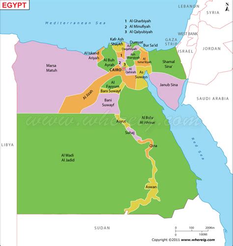 Map Of Egypt Egypt Map With States Cities Egypt Political Map