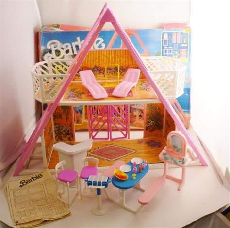 Barbie Pool House 1990 Collectible A-Frame Furniture Extras Excellent