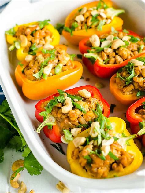 Asian Chicken Bell Peppers Recipe ~ Healthy Stuffed Peppers That Are
