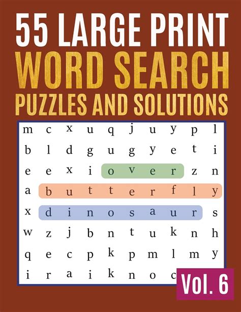 55 Large Print Word Search Puzzles And Solutions : Activity Book for