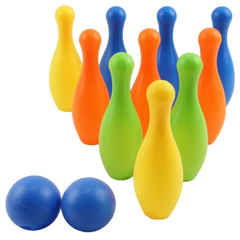 Toy Bowling Play Set For Toddlers 12 Pieces Includes 10 Pins 2 Balls