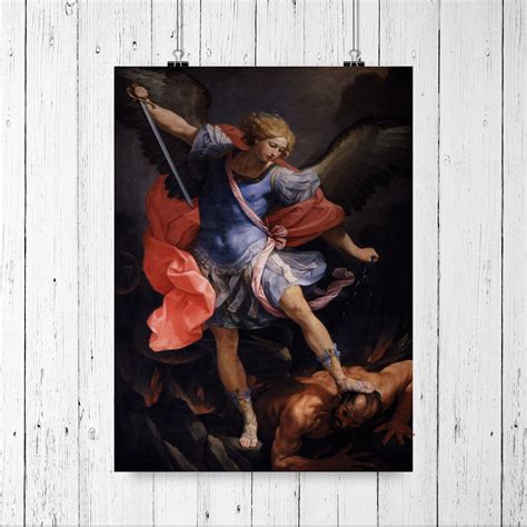 The Archangel Michael Defeating Satan 1635 By Guido Reni Etsy