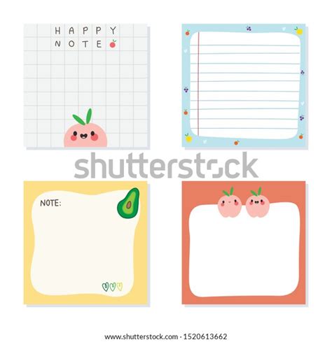 Cute Sticky Notes Kawaii Style Design Stock Vector Royalty Free