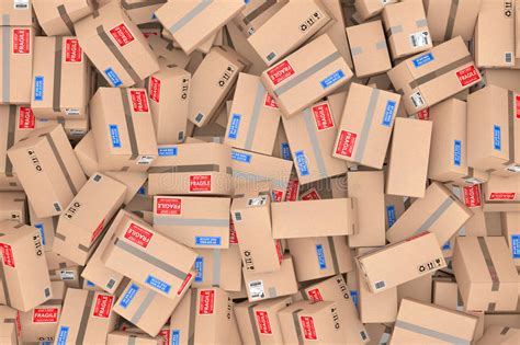 Heap Of Cardboard Parcel Packages 3d Rendering Stock Illustration