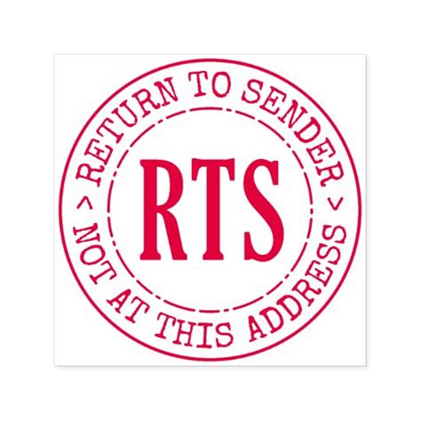 Return To Sender Rts Rubber Stamp Large Round Seal Zazzle