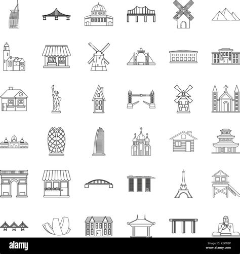 Tourist Icons Set Outline Style Stock Vector Image And Art Alamy