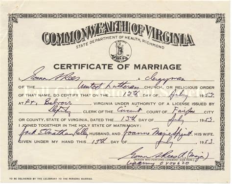 Affidavit in lieu of a certificate of legal capacity to marry. 2009-012.JEK059 - Commonwealth of Virginia, Certificate of ...