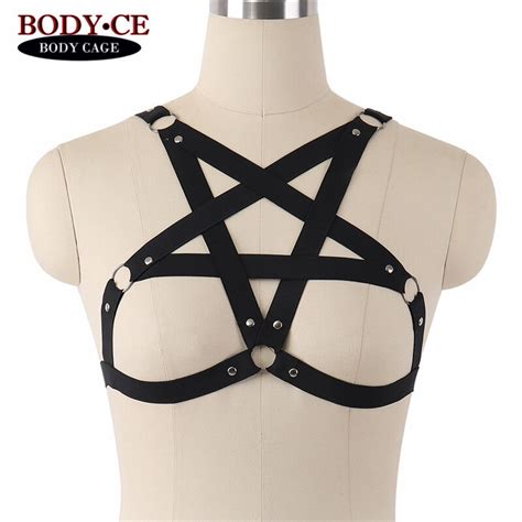 10pcslot Body Cage Harness Bra Black Elastic Adjust Bondage Strap Tops
