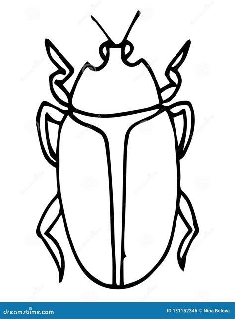 Beetle Insect Outline Vector Icon Coloring Page For Kids Exotic Bug