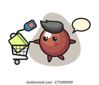 Coffee Bean Cartoon Shopping Cart Stock Vector (Royalty Free) 1831140649