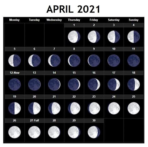 Et on monday, april 26. April 2021 Moon Calendar Printable Free Download | Moon ...