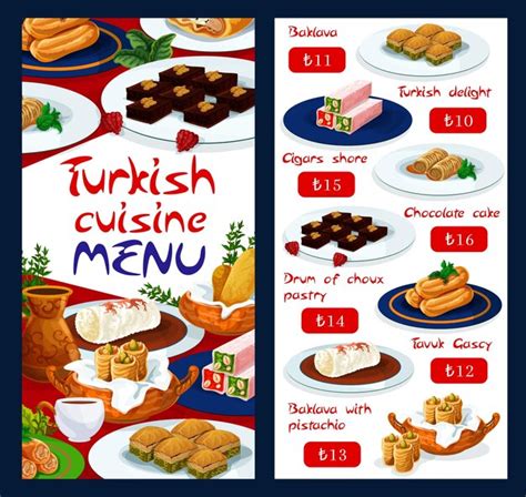 Premium Vector Turkish Cuisine Food Menu Pastry Sweet Desserts