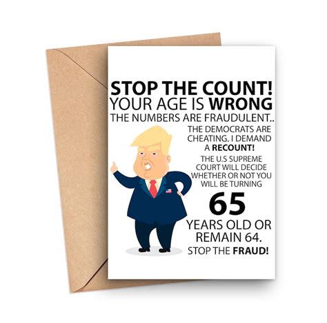 Funny 65th Birthday Card Funny Trump 65th Birthday Card Etsy