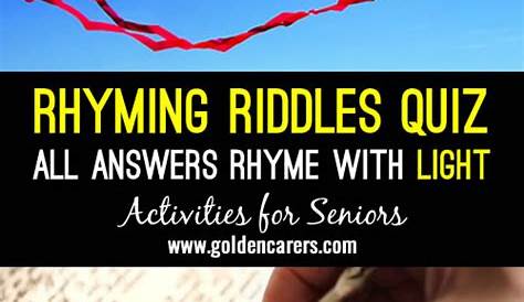 Rhyming Riddles #9 Senior Citizen Activities, Senior Living Activities