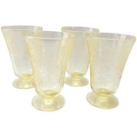 Florentine Poppy No Yellow Depression Glass Footed Inch Tumblers