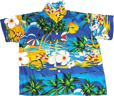 Hawaiihemd Hawaiisches Hemd Strand Jungen Madchen Blue L Amazon De Bekleidung