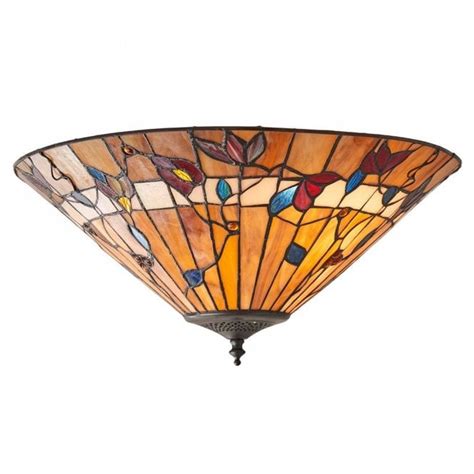 Flush Fitting Tiffany Ceiling Light Hand Crafted In Confetti Art Glass