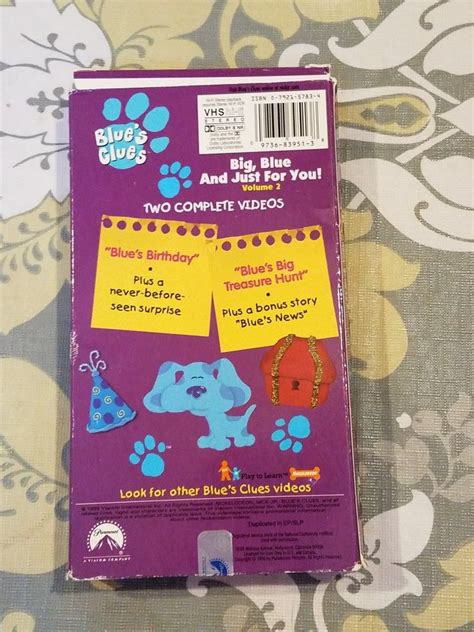 Blue S Clues Big Blue And Just For You Volume VHS Blues Clues Videos Dvds Movies Blue