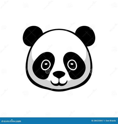 Cute Panda Bear Face Silhouette Vector