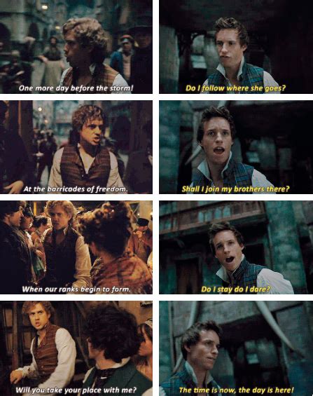 enjorlas and marius one day more i love how aaronjolras is looking at grantaire when he says