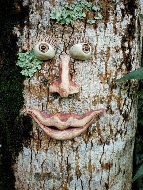 Smiling Tree Face Stoneware Tree Faces Tree Art Plaster Art