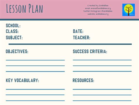 Blank Lesson Plan Template Pdf Version And Editable