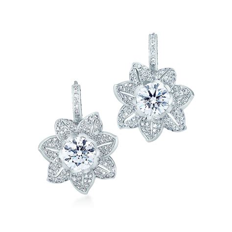 Diamond Flower Earrings In Platinum Tiffany And Co