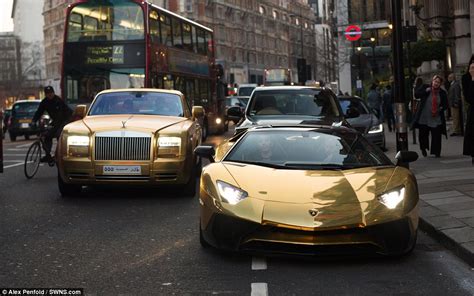 Saudi Arabian Flies Fleet Of Gold Supercars To London Daily Mail Online