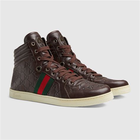 Guccissima Leather High Top Sneaker Gucci Mens Sneakers 221825a9l902060