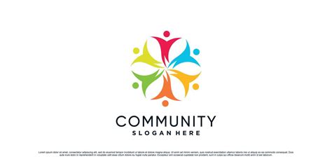 Color Full Community People Logo Design Illustration For Togetherness